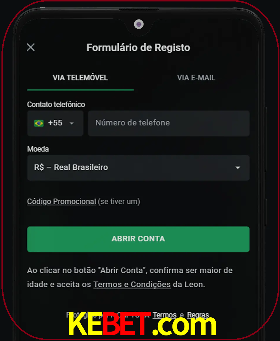 Abra o aplicativo e inicie o processo de registro.